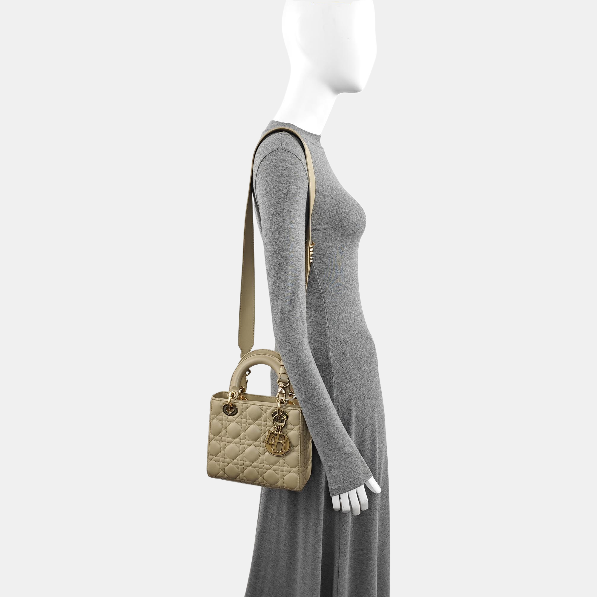 Lady Dior Small Cannage Lambskin Beige