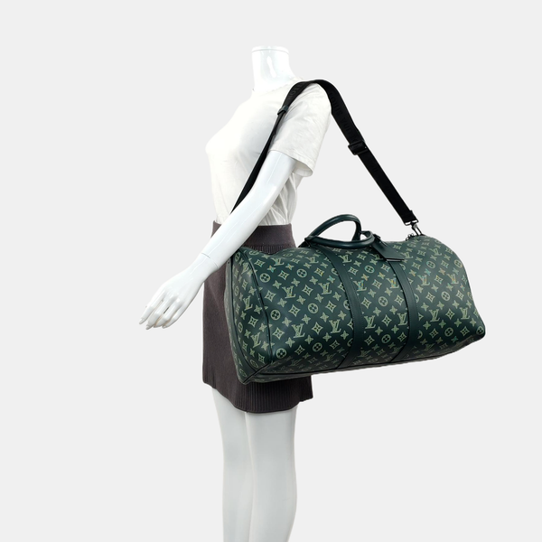 KEEPALL 50 Monogram Calfskin Green