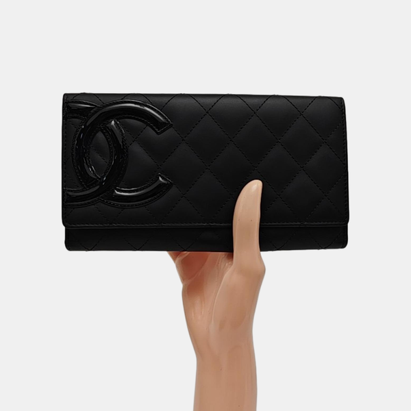 CAMBON Medium Quilted Calfskin Black Wallet