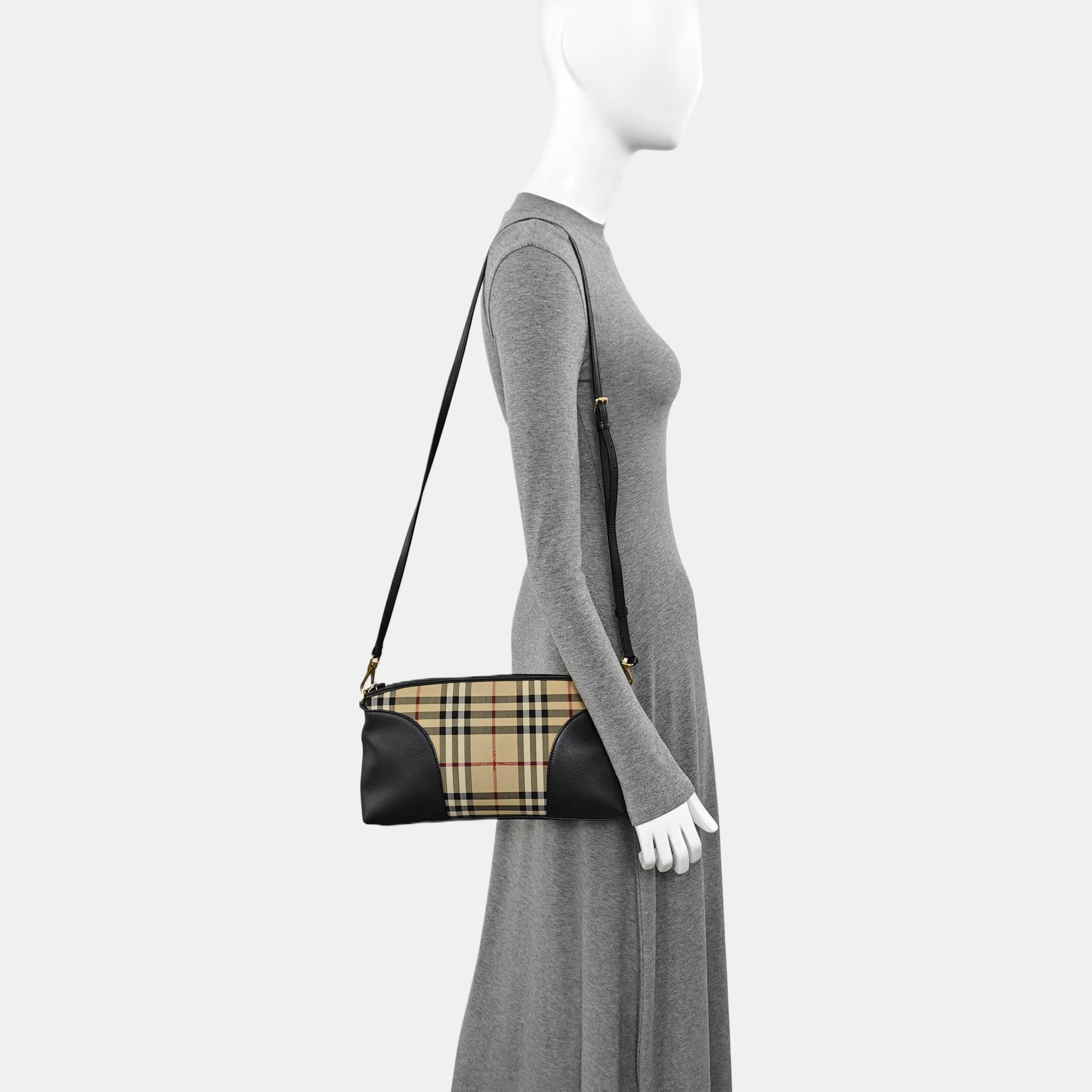Coated Canvas Shoulder Bag Beige