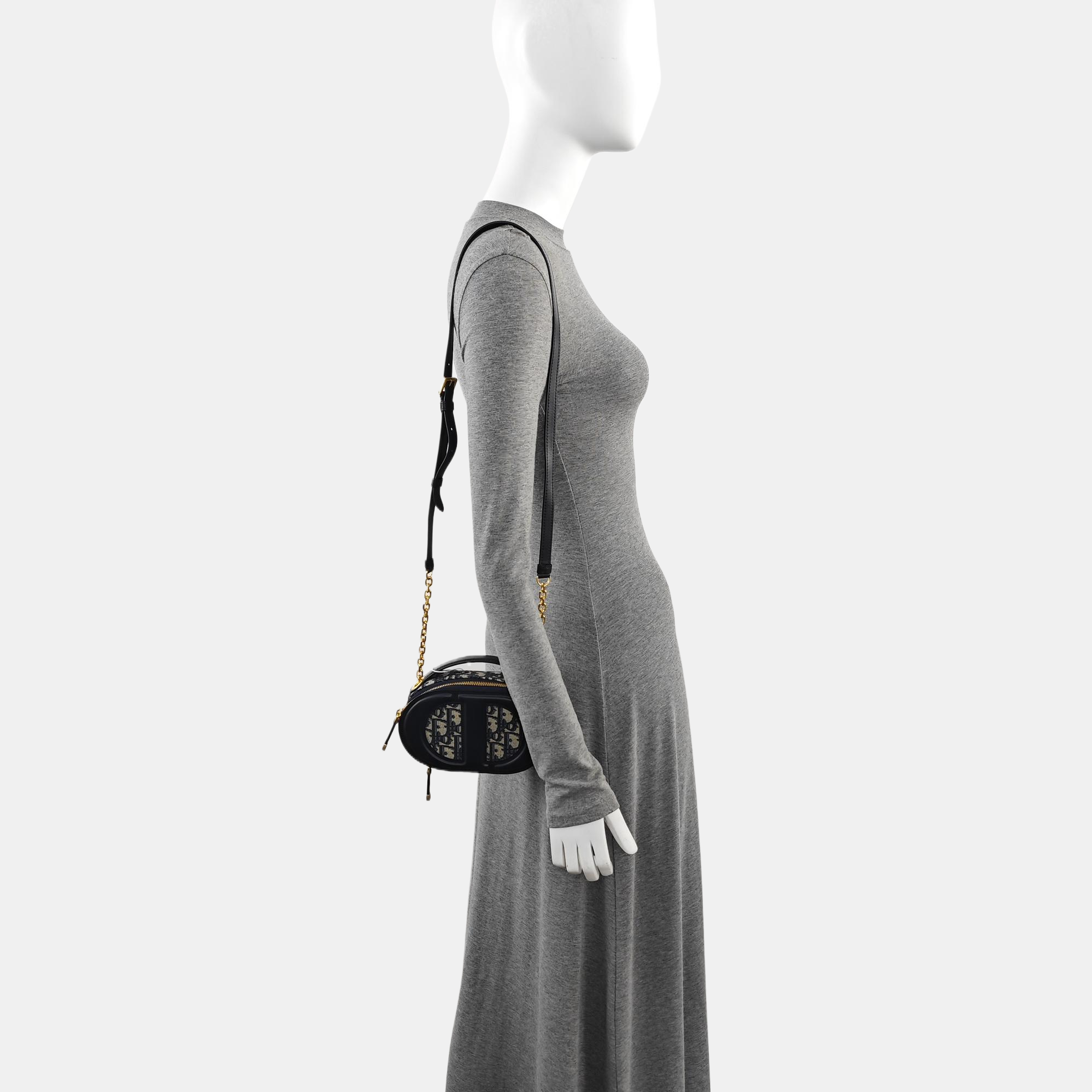 Oblique Fabric Shoulder Bag Blue