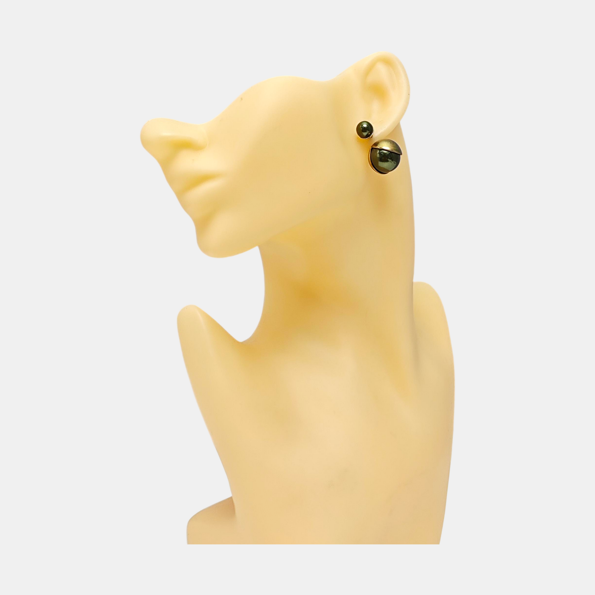 Metal Green Stud Earrings