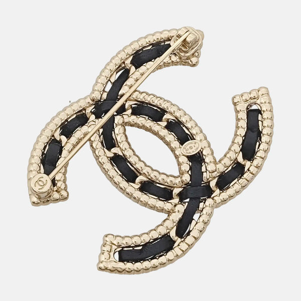 CC Logo Metal Gold Brooch