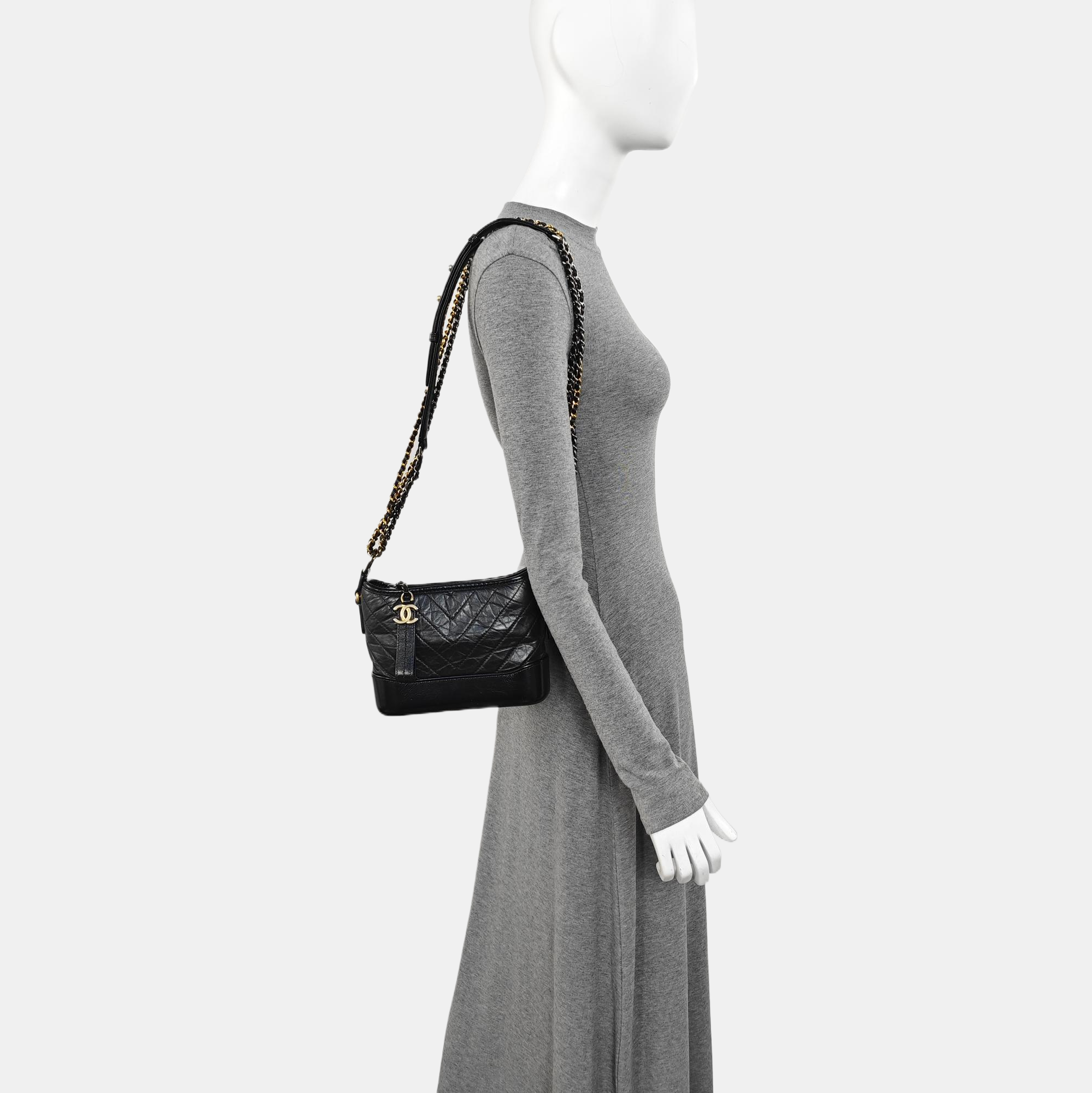 GABRIELLE Small Quilted Calfskin Black