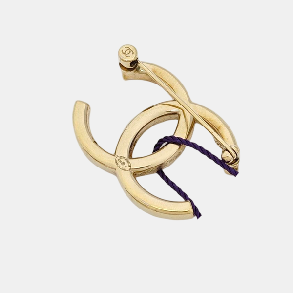 CC Logo Metal Gold Brooch
