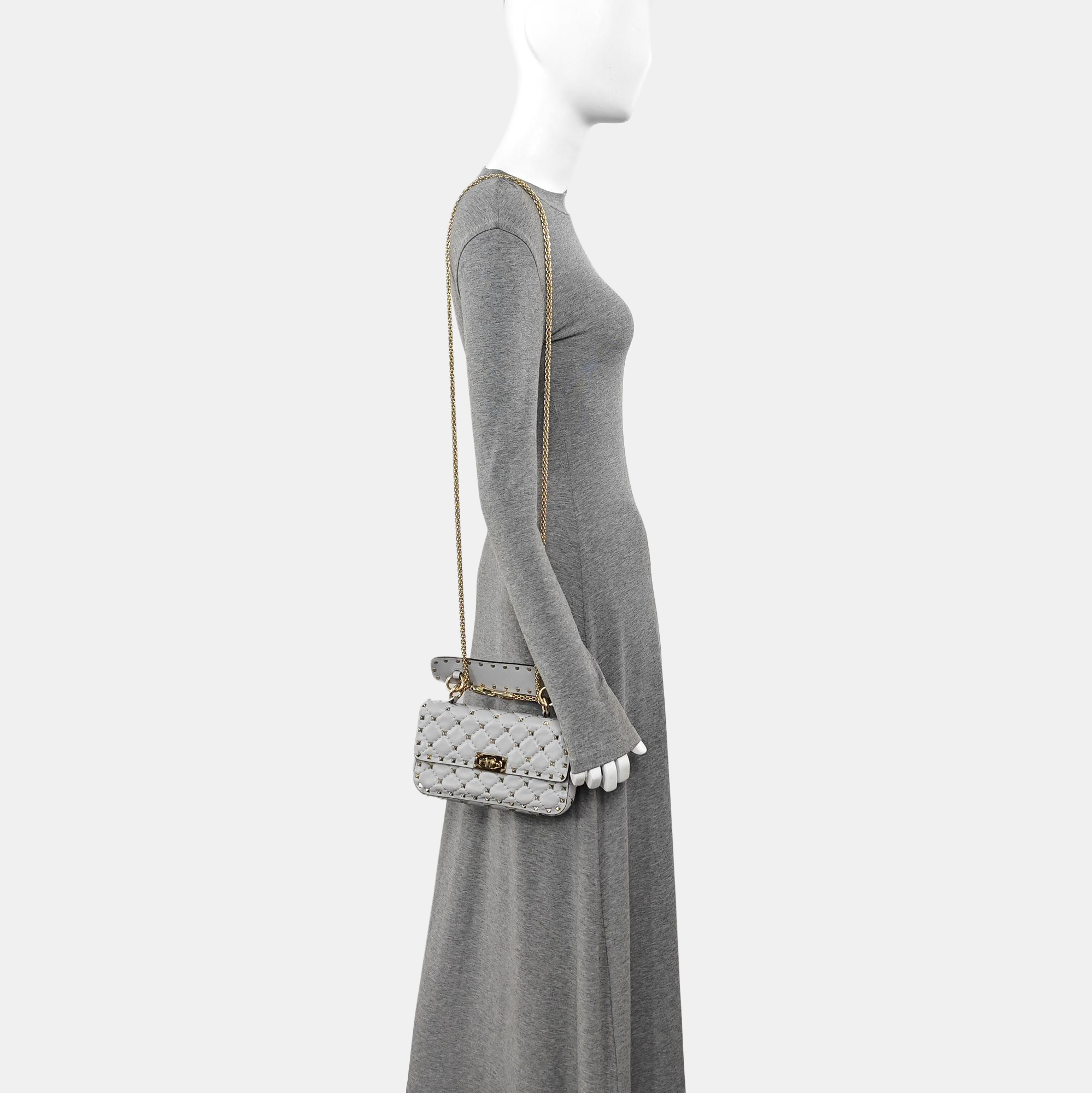 Spike Up Quilted Lambskin Gray