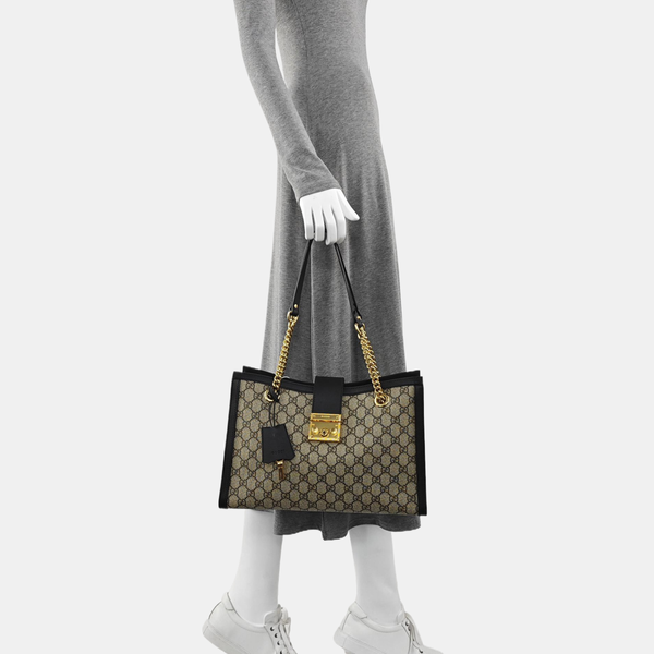 Padlock Medium Monogram Coated Canvas Beige