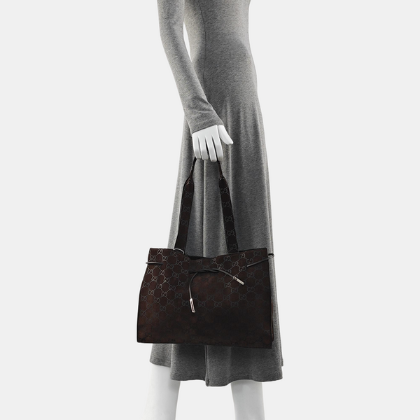 Suede Top Handle Bag Brown