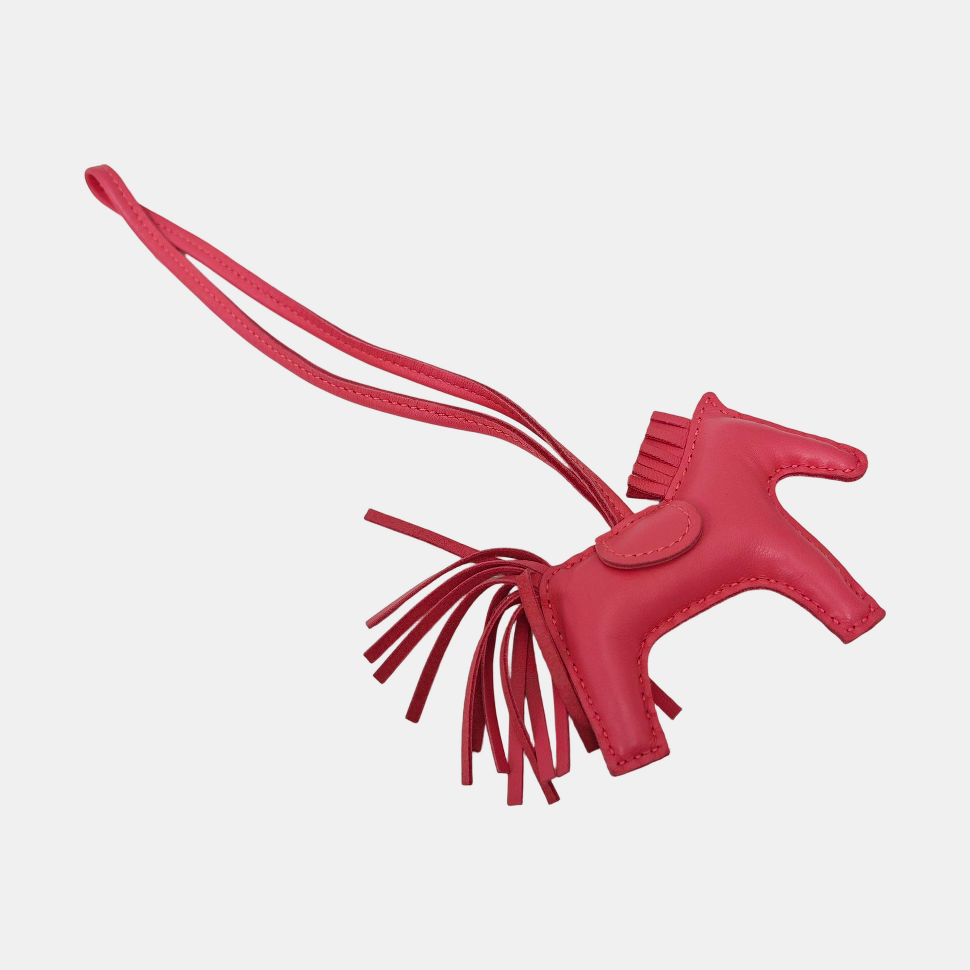 Leather Bag Charm Red
