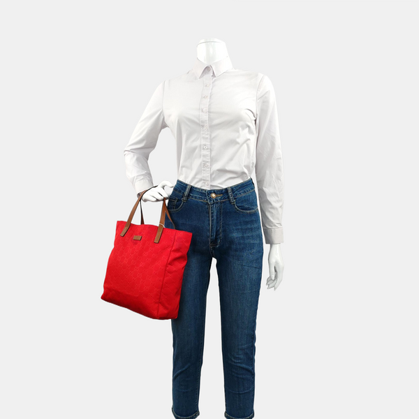 Monogram Nylon Tote Bag Red
