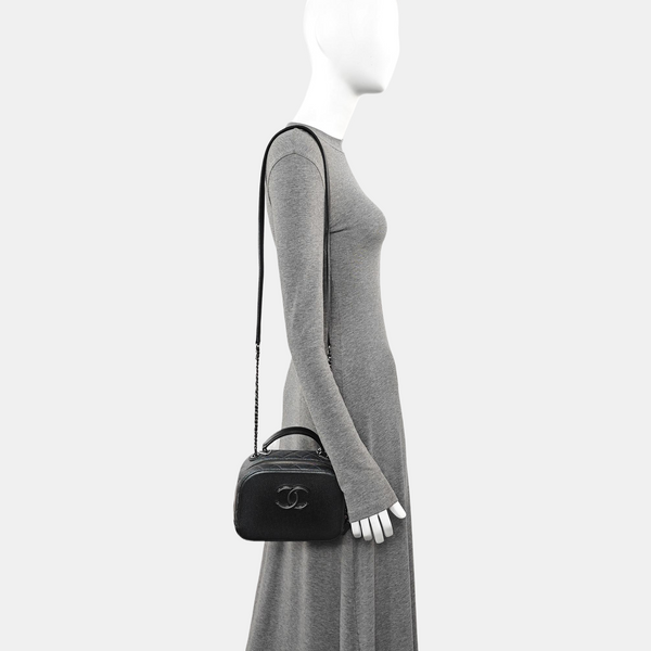 Quilted Grained Calfskin Shoulder Bag Gray