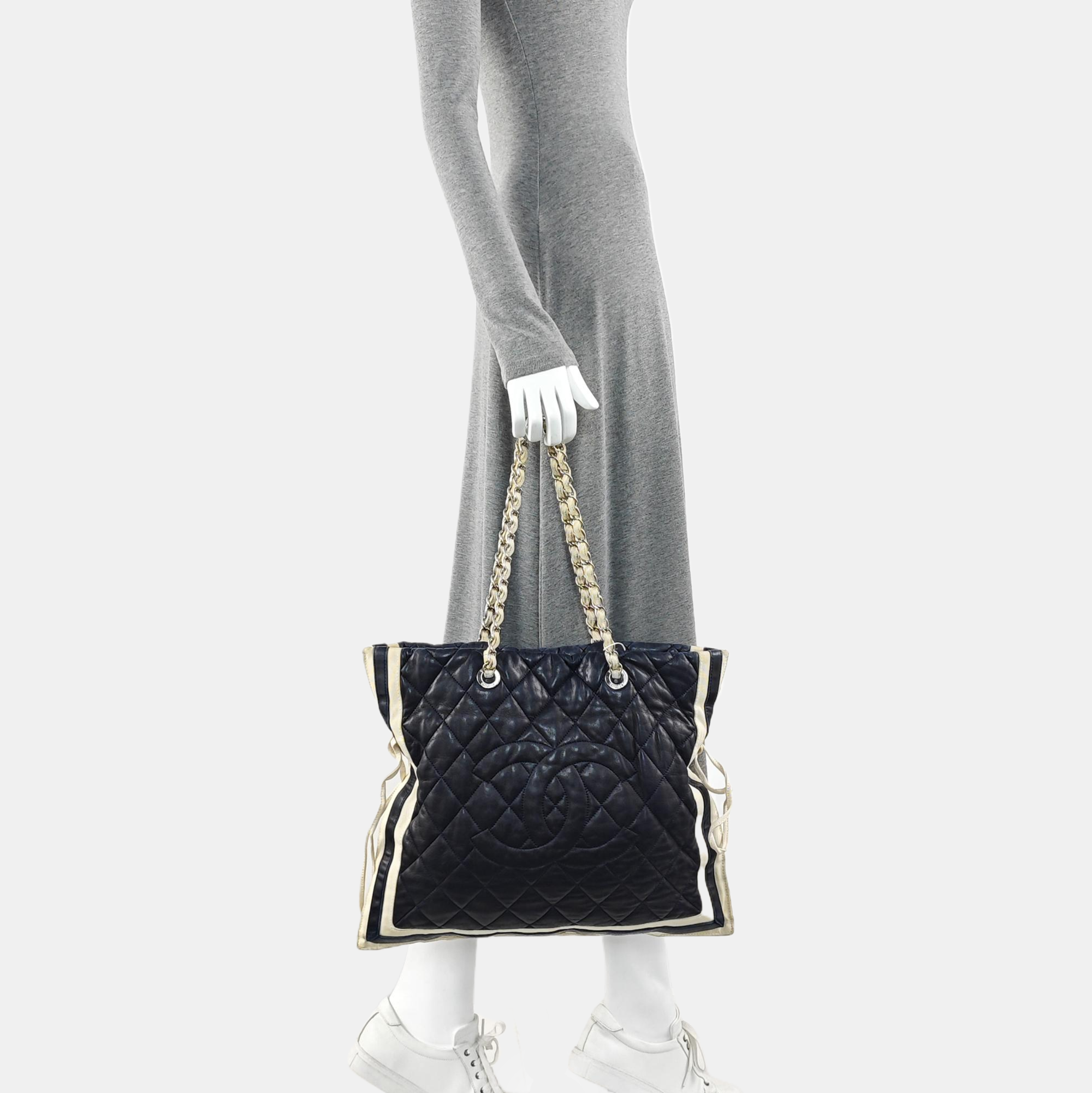 Quilted Lambskin Tote Bag Blue