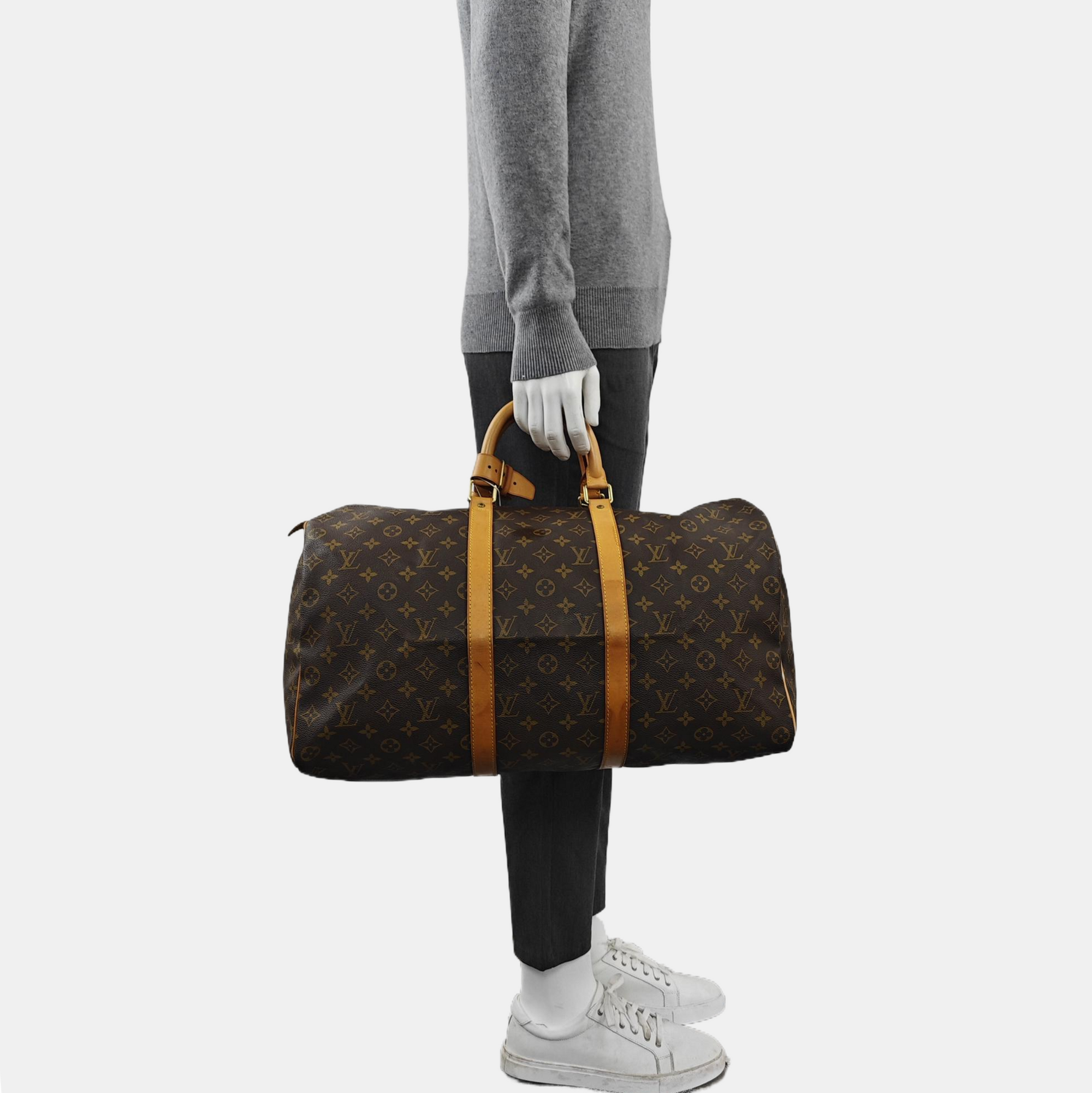 KEEPALL 50 Monogram Coated Canvas Brown