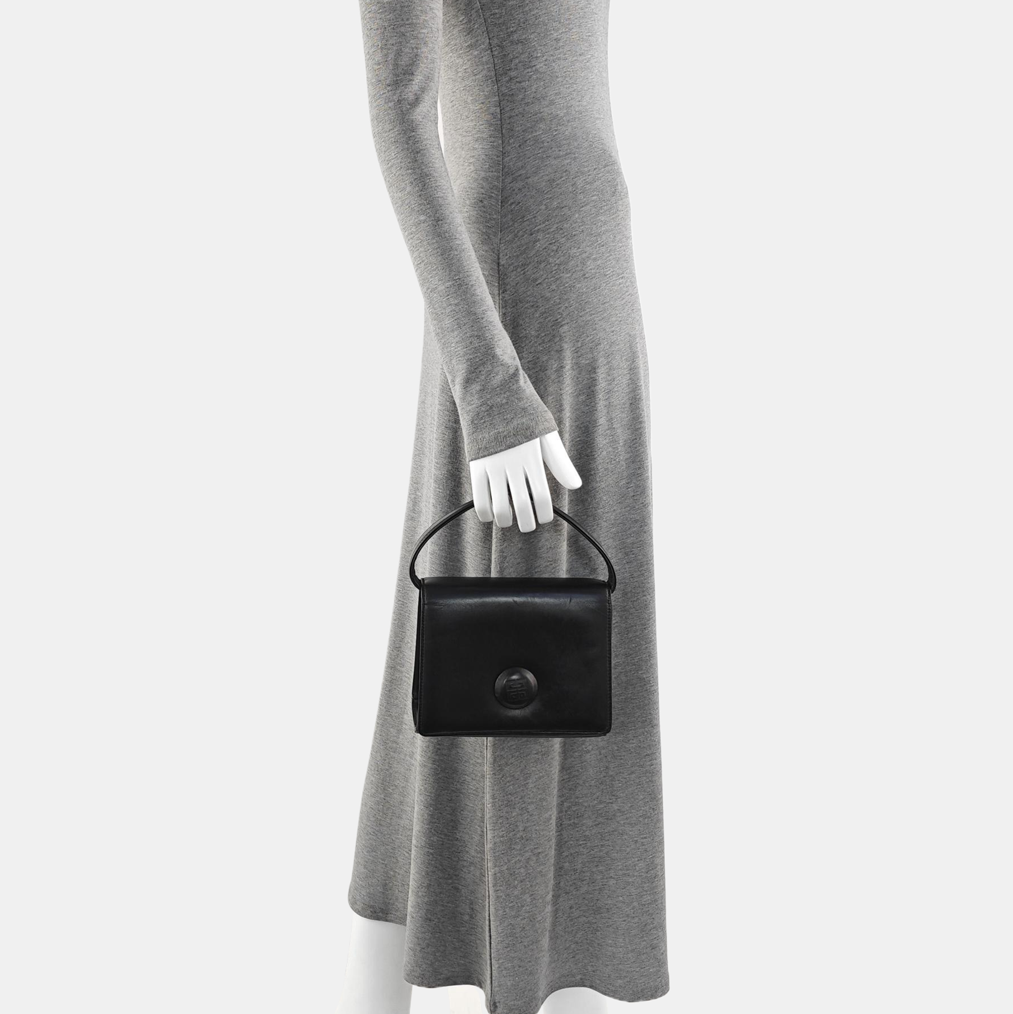 Calfskin Top Handle Bag Black