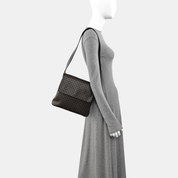 Coated Canvas Shoulder Bag Brown