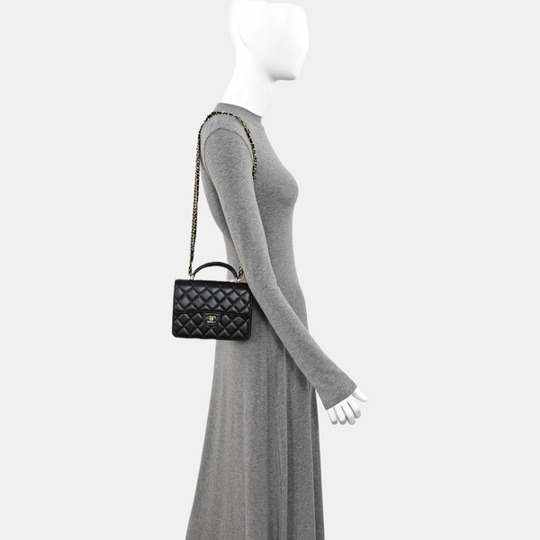 Quilted Lambskin Shoulder Bag Mini Black