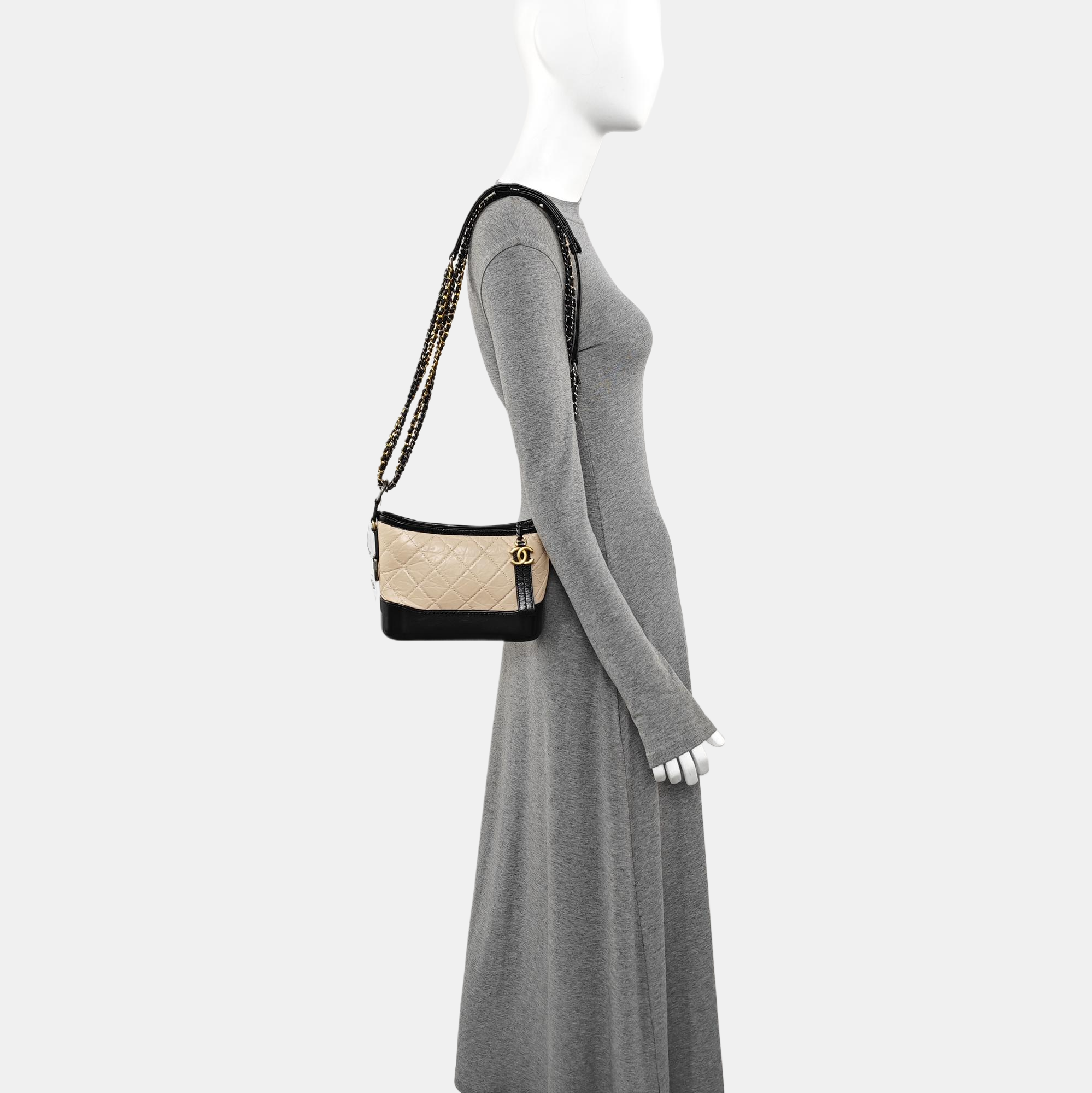 GABRIELLE Small Quilted Calfskin Beige