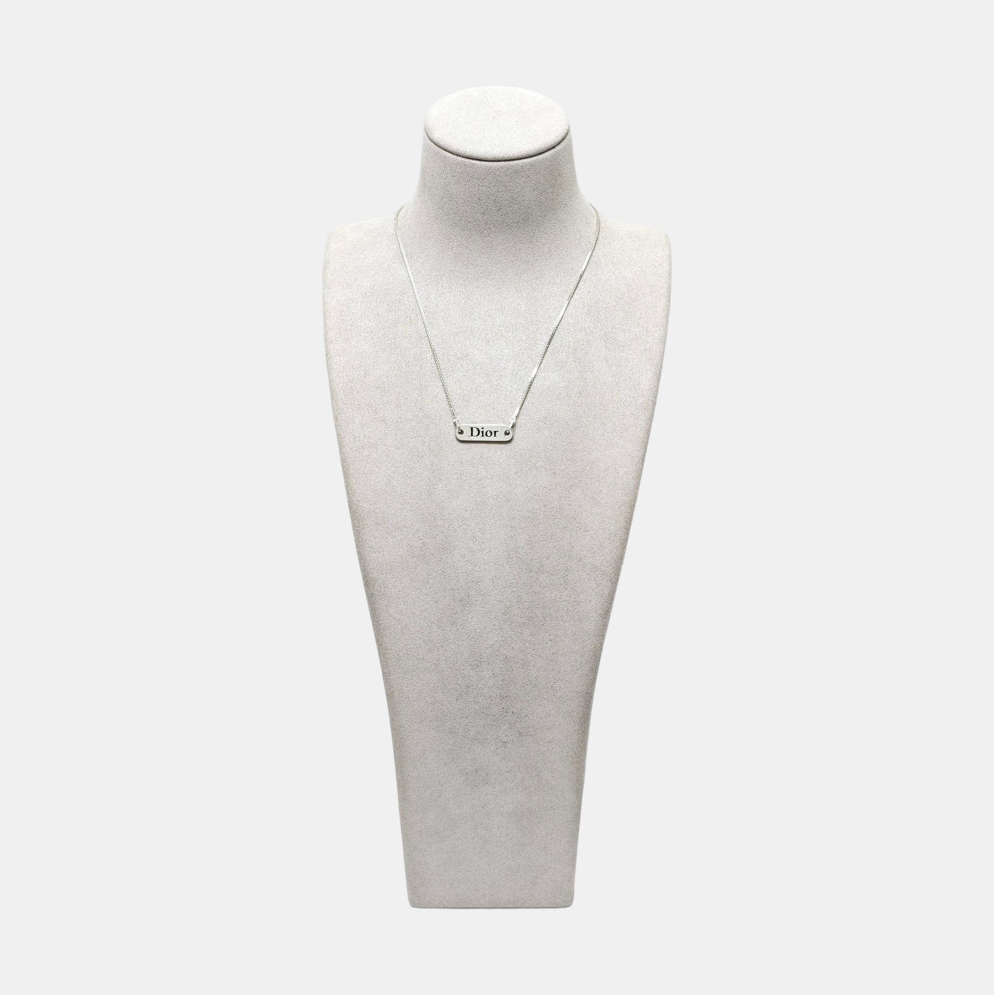Dog Tag Metal Silver Necklace