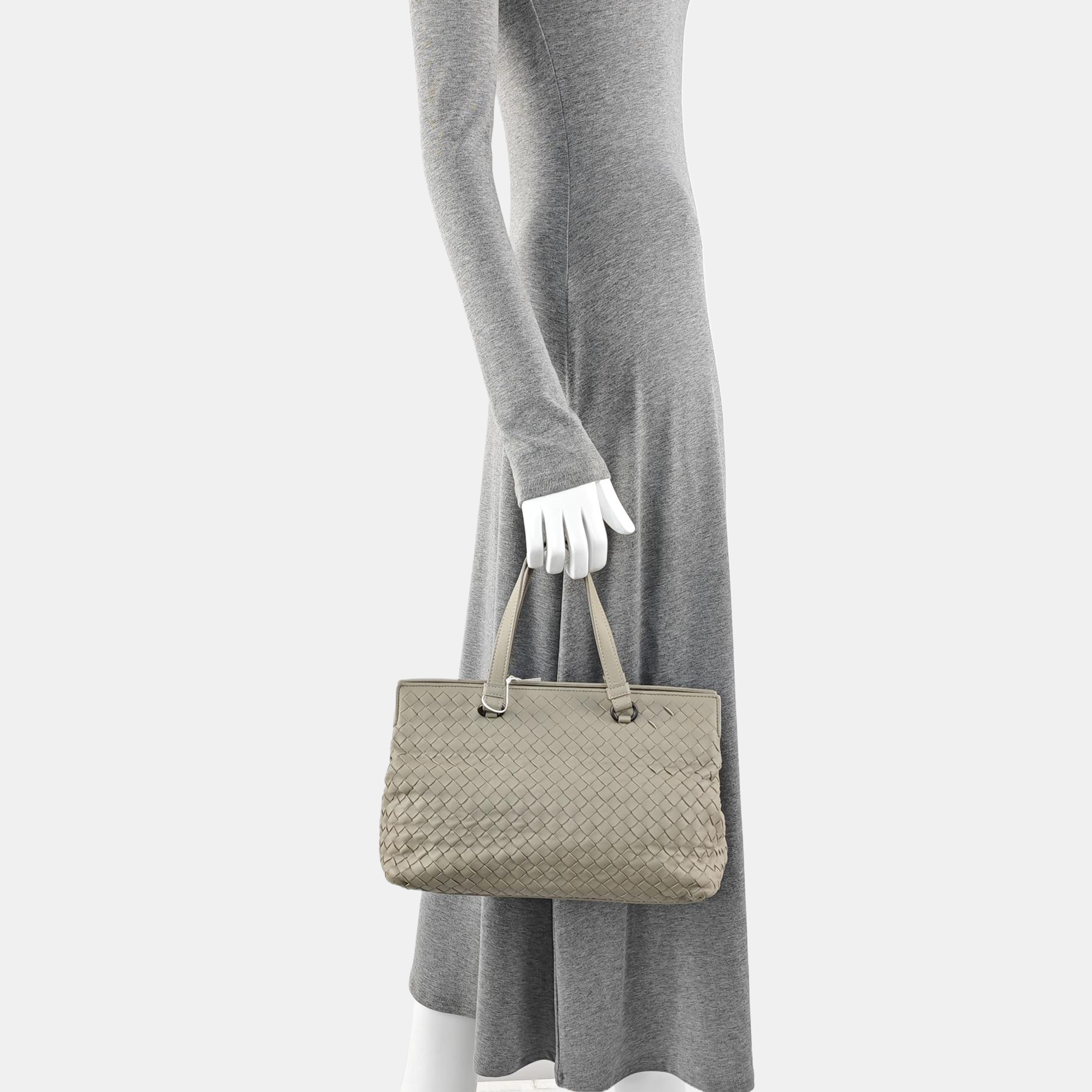 Lambskin Top Handle Bag Gray