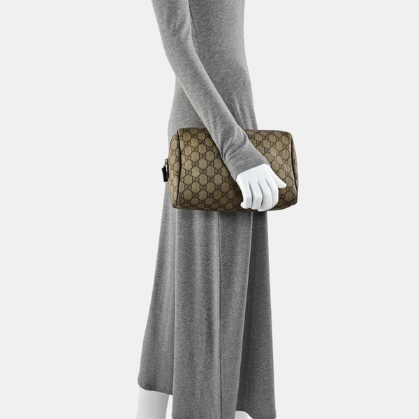 Monogram Coated Canvas Clutch Brown