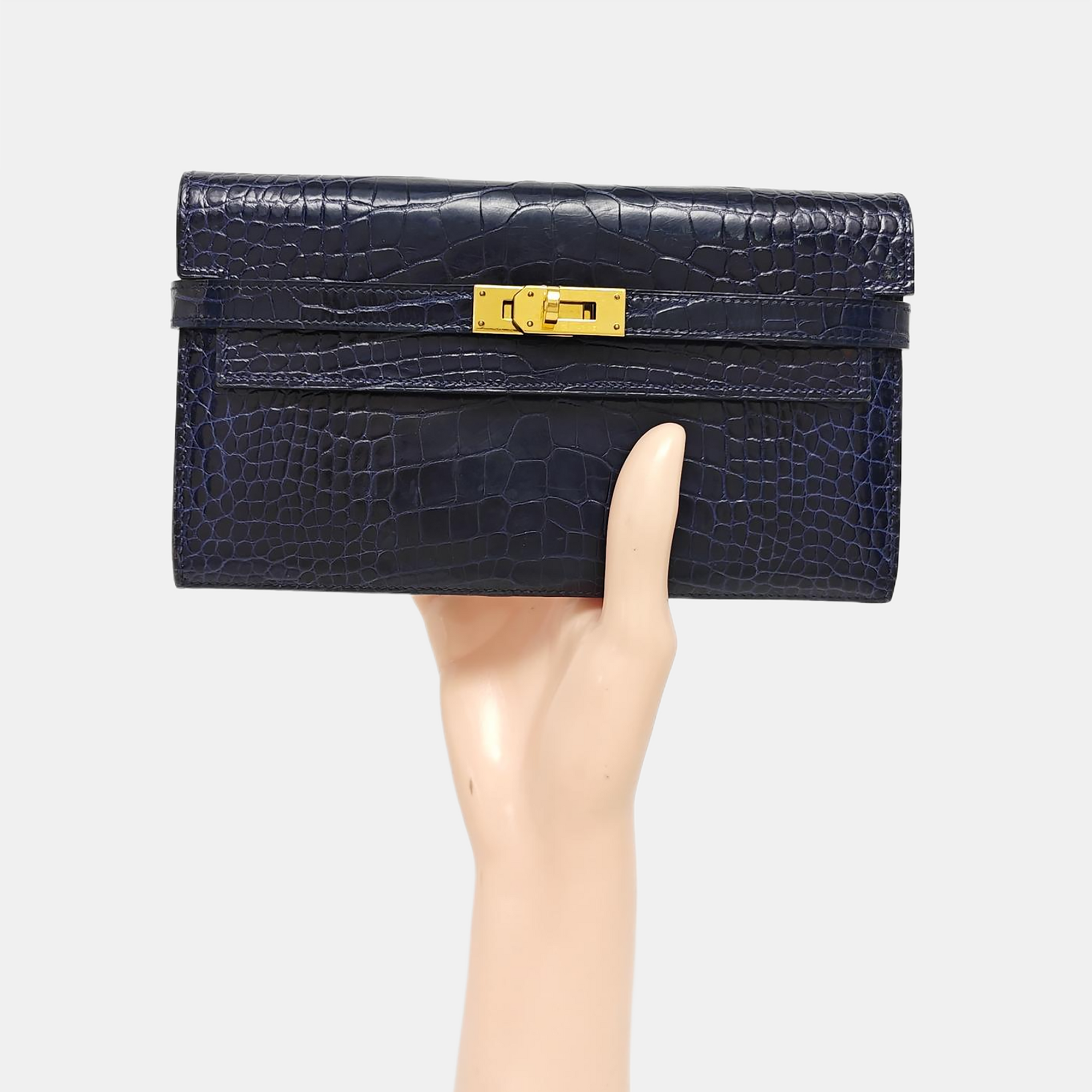 Kelly 20 Shiny Porosus Crocodile Blue Wallet