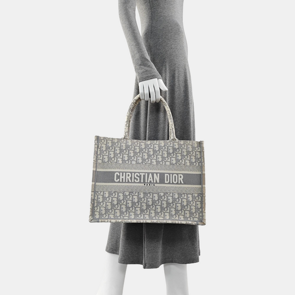 Book Tote Medium Oblique Canvas White