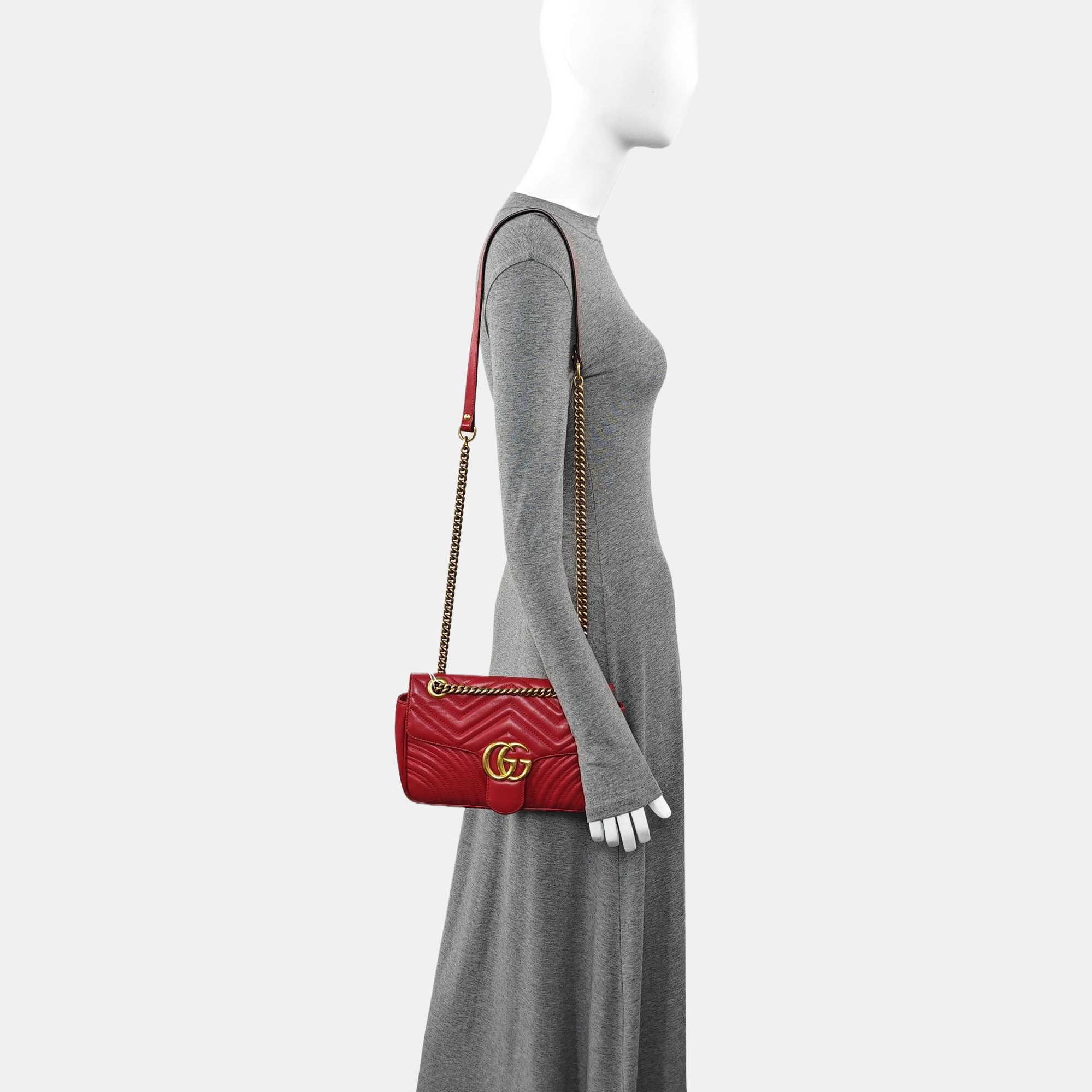 GG Marmont Medium Quilted Calfskin Red