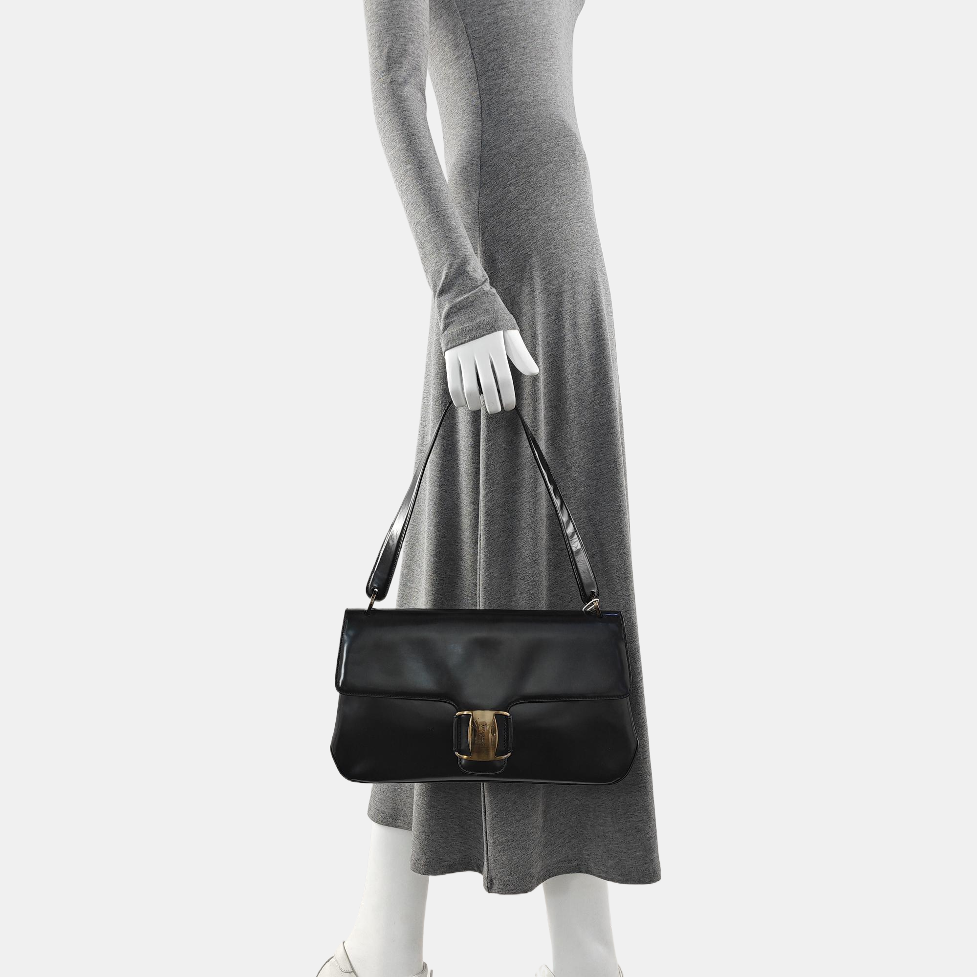Calfskin Top Handle Bag Black