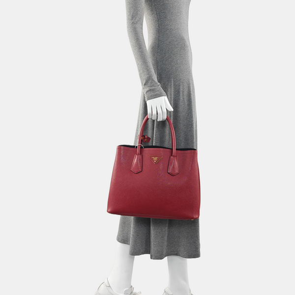 Double Medium Saffiano Calfskin Red
