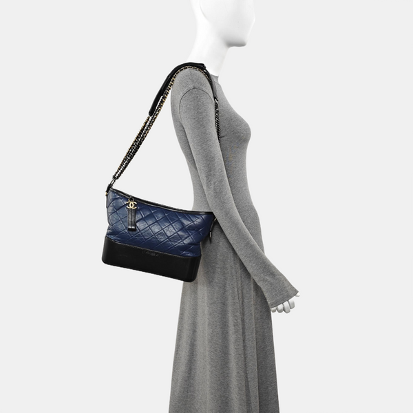 GABRIELLE Medium Quilted Calfskin Blue