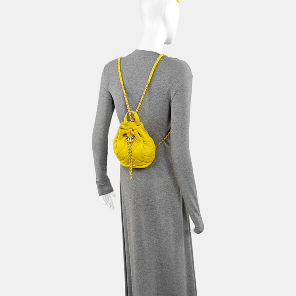 DRAWSTRING Quilted Lambskin Yellow