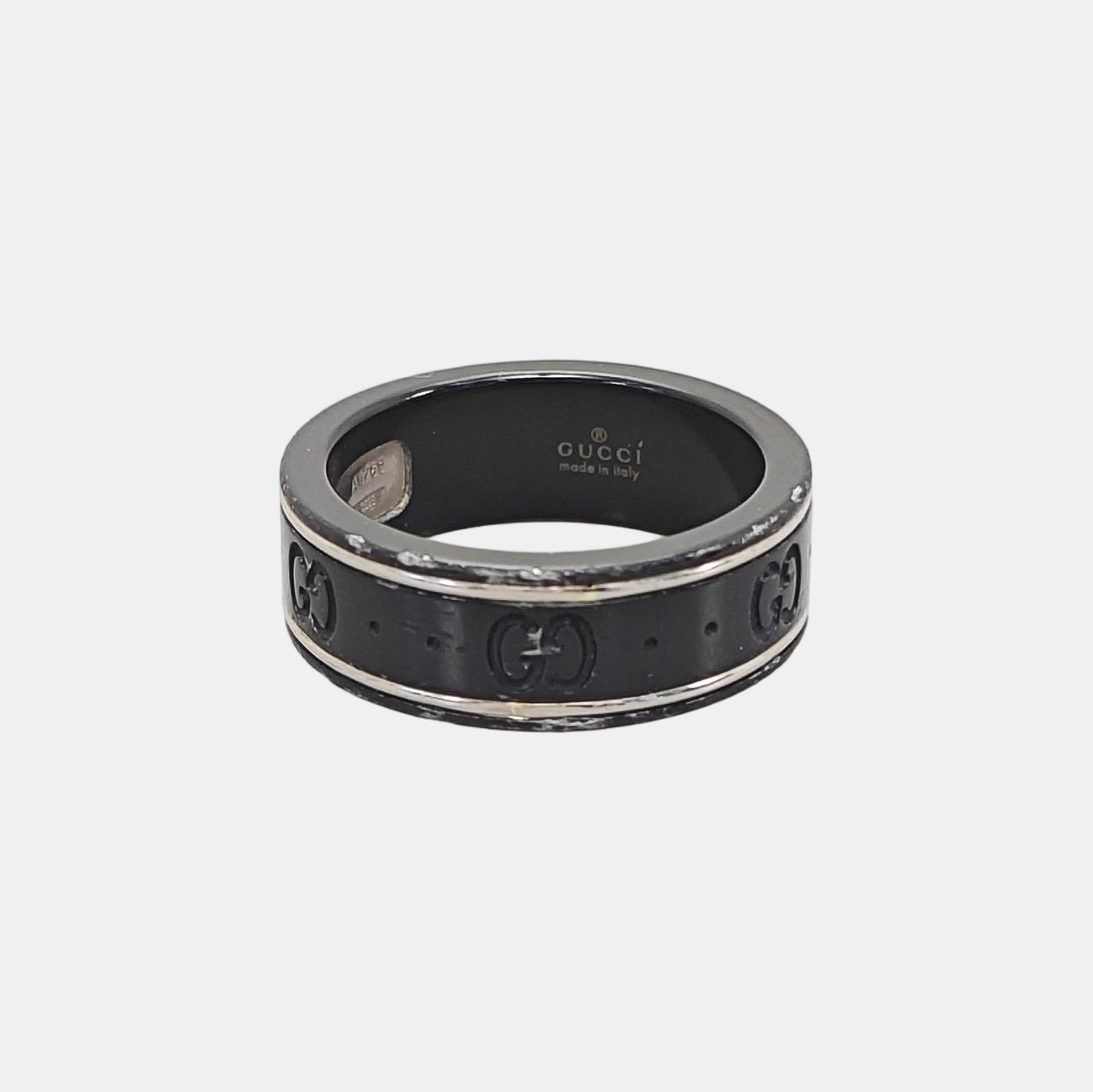 Icon 18k White Gold Black Ring EU 53