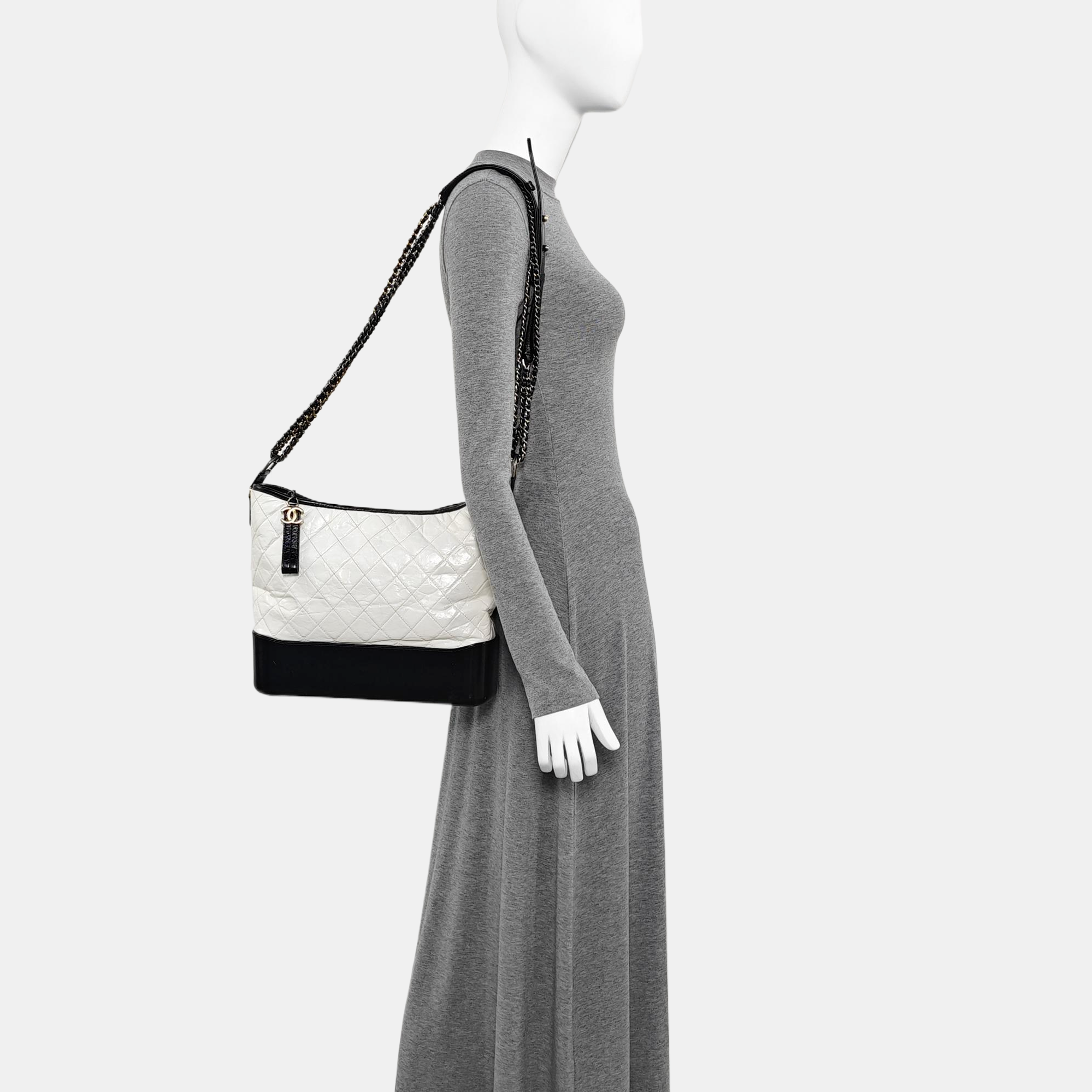 GABRIELLE Large Quilted Calfskin White