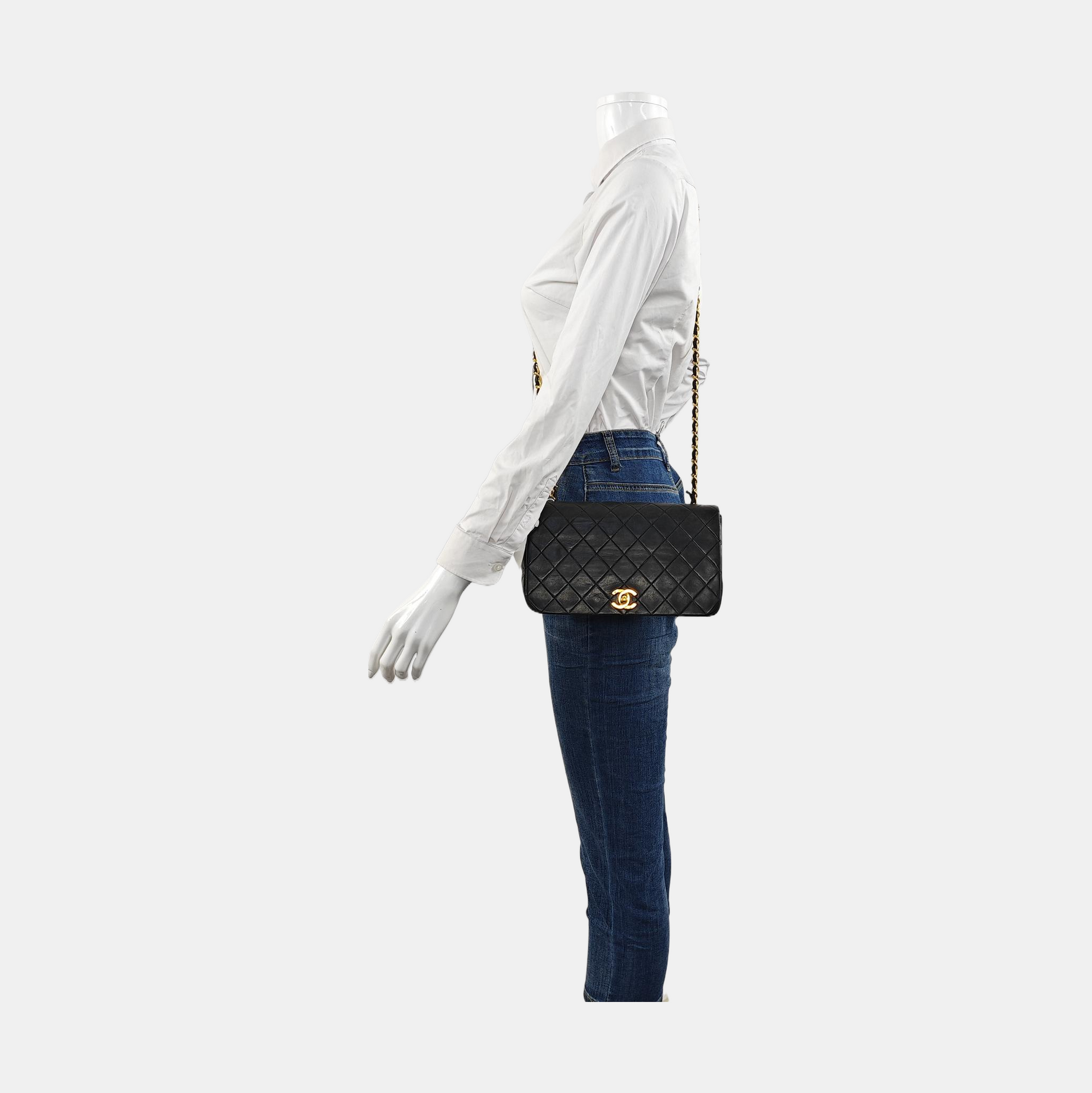 Medium Quilted Lambskin Black