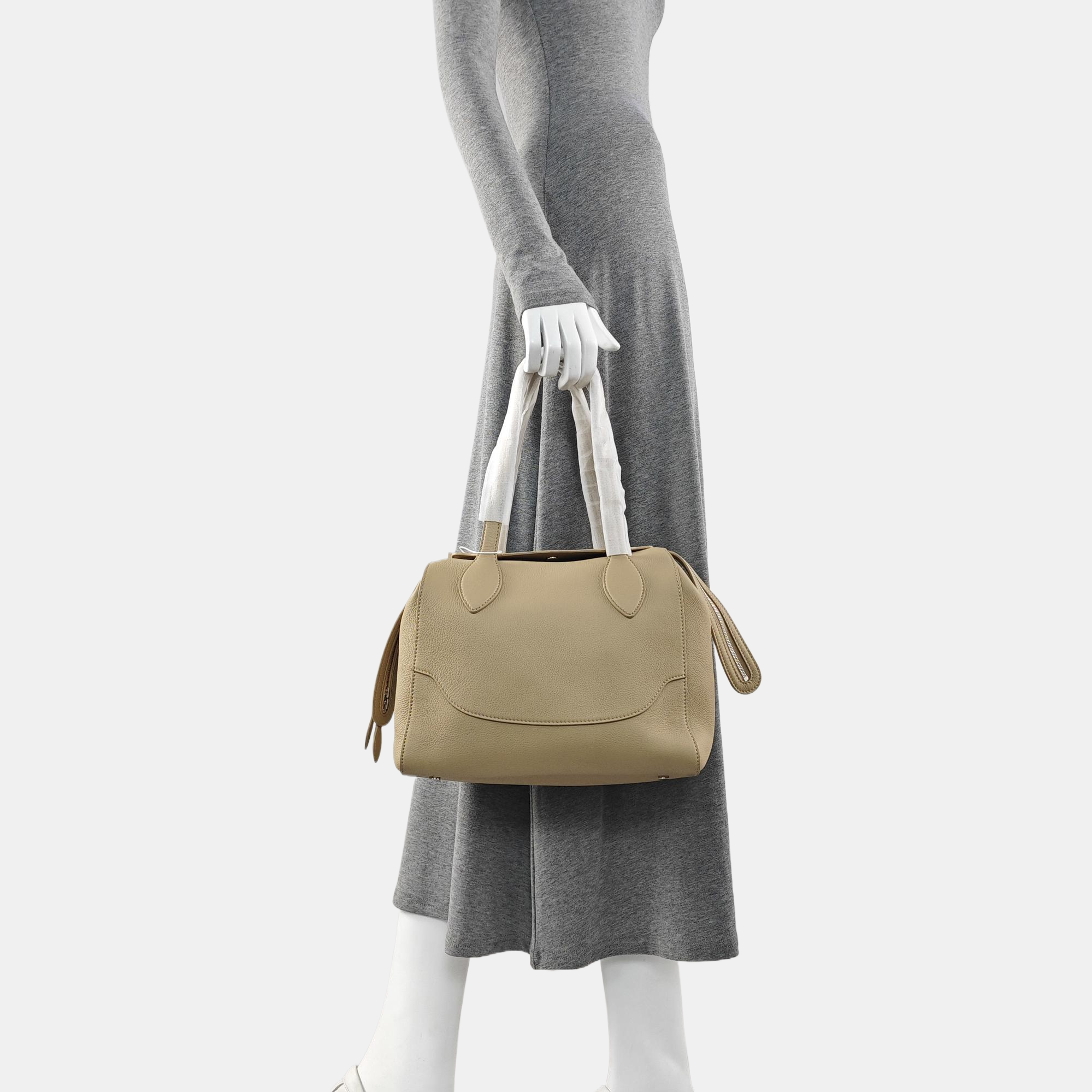 Calfskin Top Handle Bag Beige