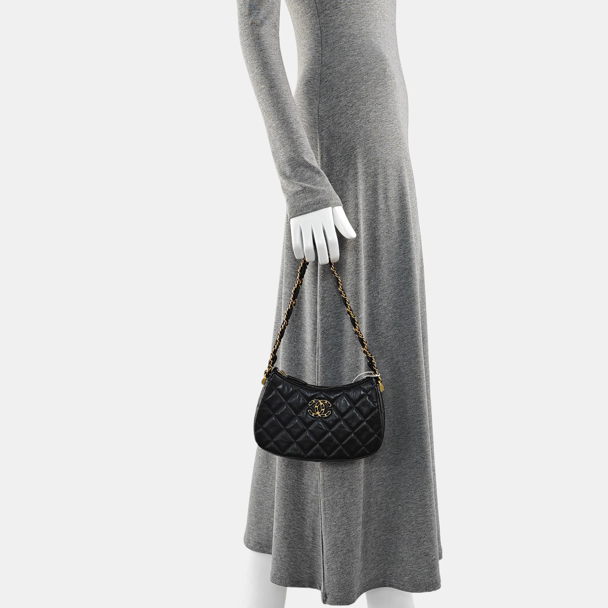 CHANEL 19 Small Quilted Calfskin Black