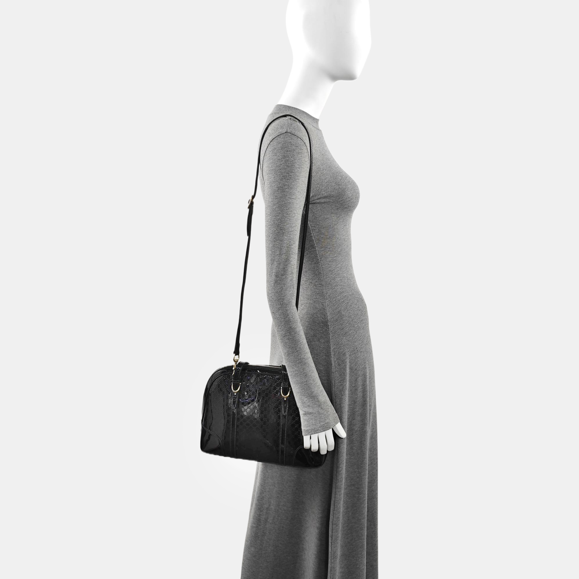 Microguccissima Monogram Patent Leather Black