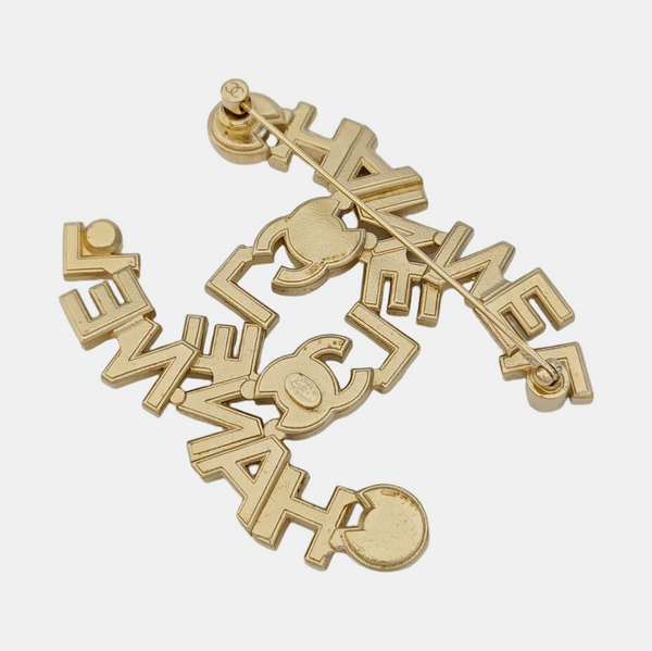 CC Logo Metal Gold Brooch