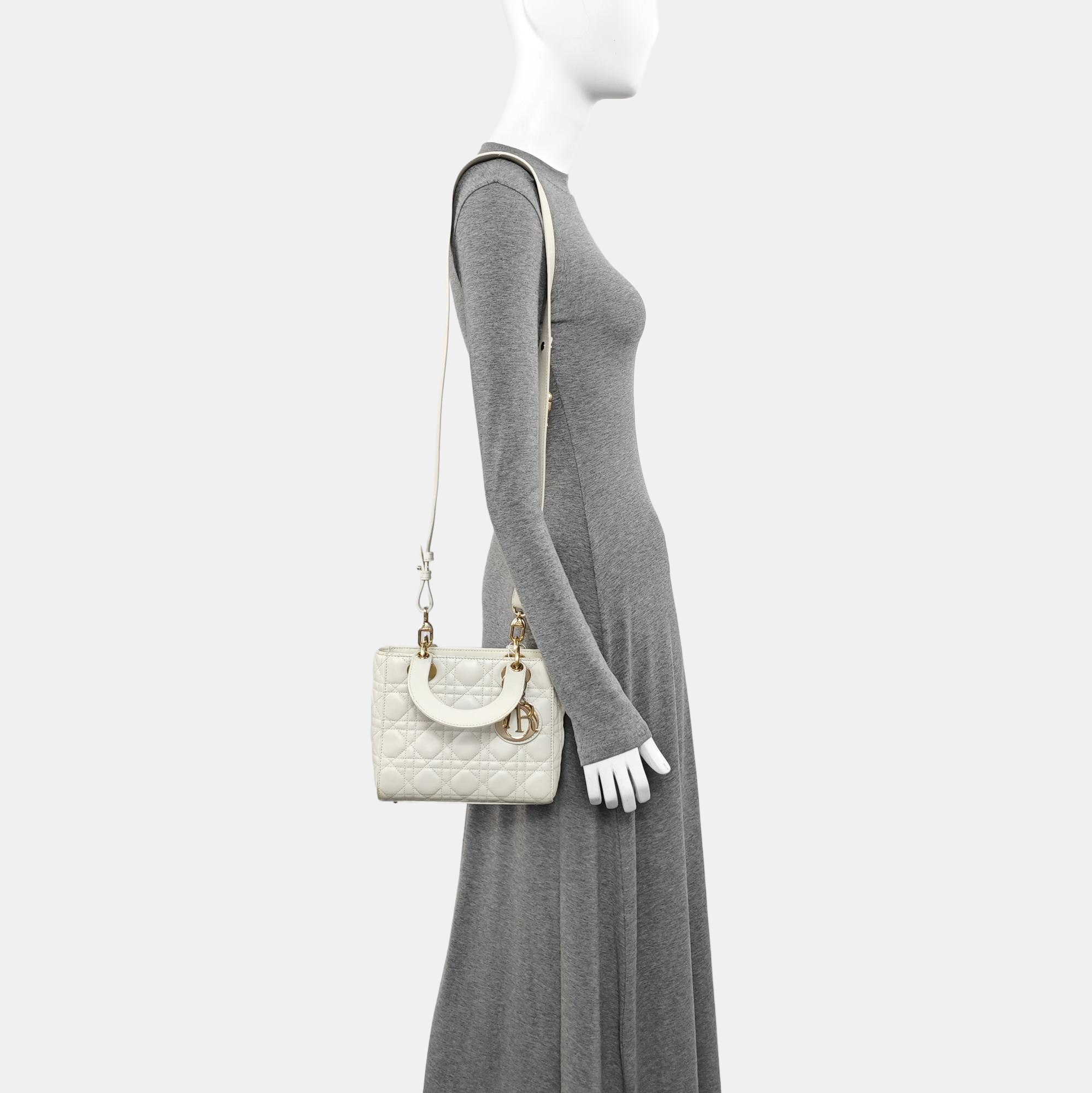 Lady Dior Small Cannage Lambskin White