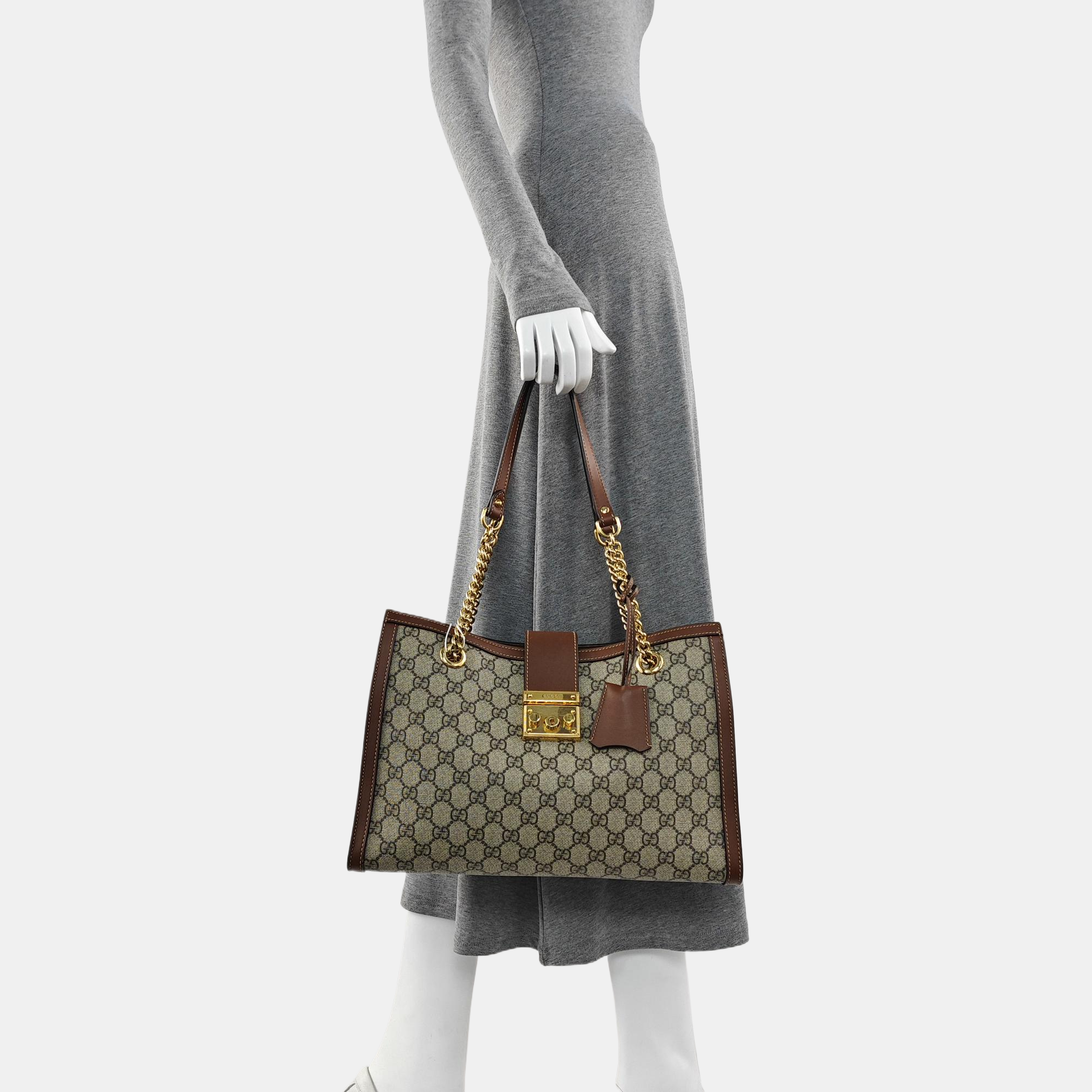 Padlock Medium Monogram Coated Canvas Beige