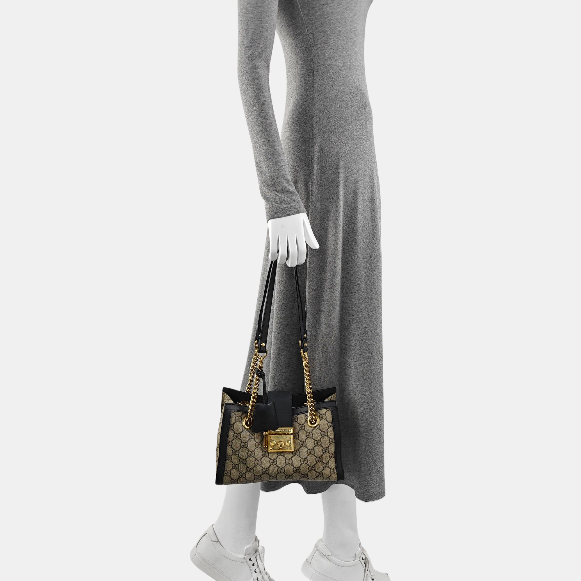 Padlock Small Monogram Coated Canvas Beige