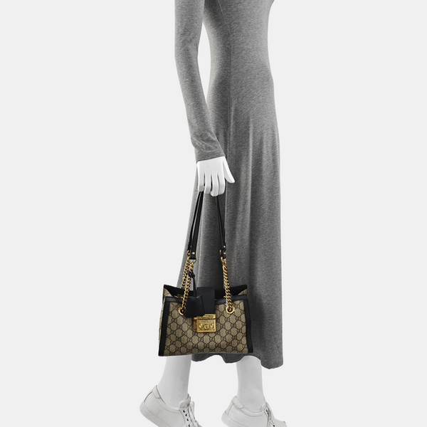 Padlock Small Monogram Coated Canvas Beige