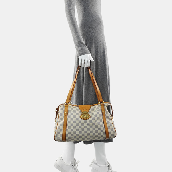 STRESA PM Damier Azur Coated Canvas White