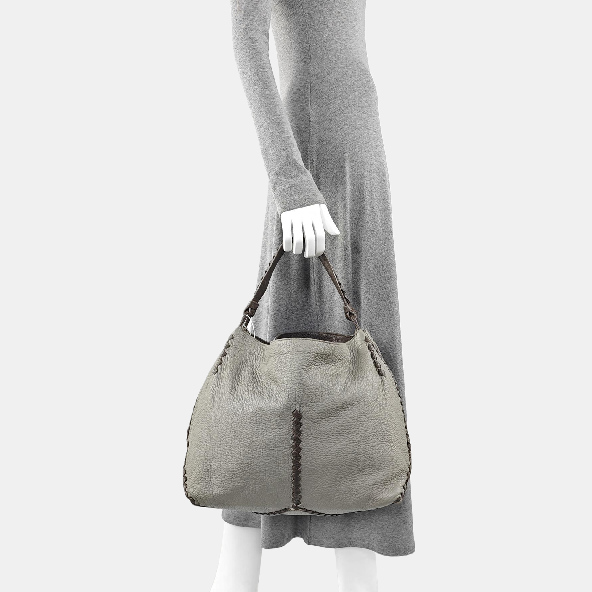 Calfskin Bucket Bag Gray
