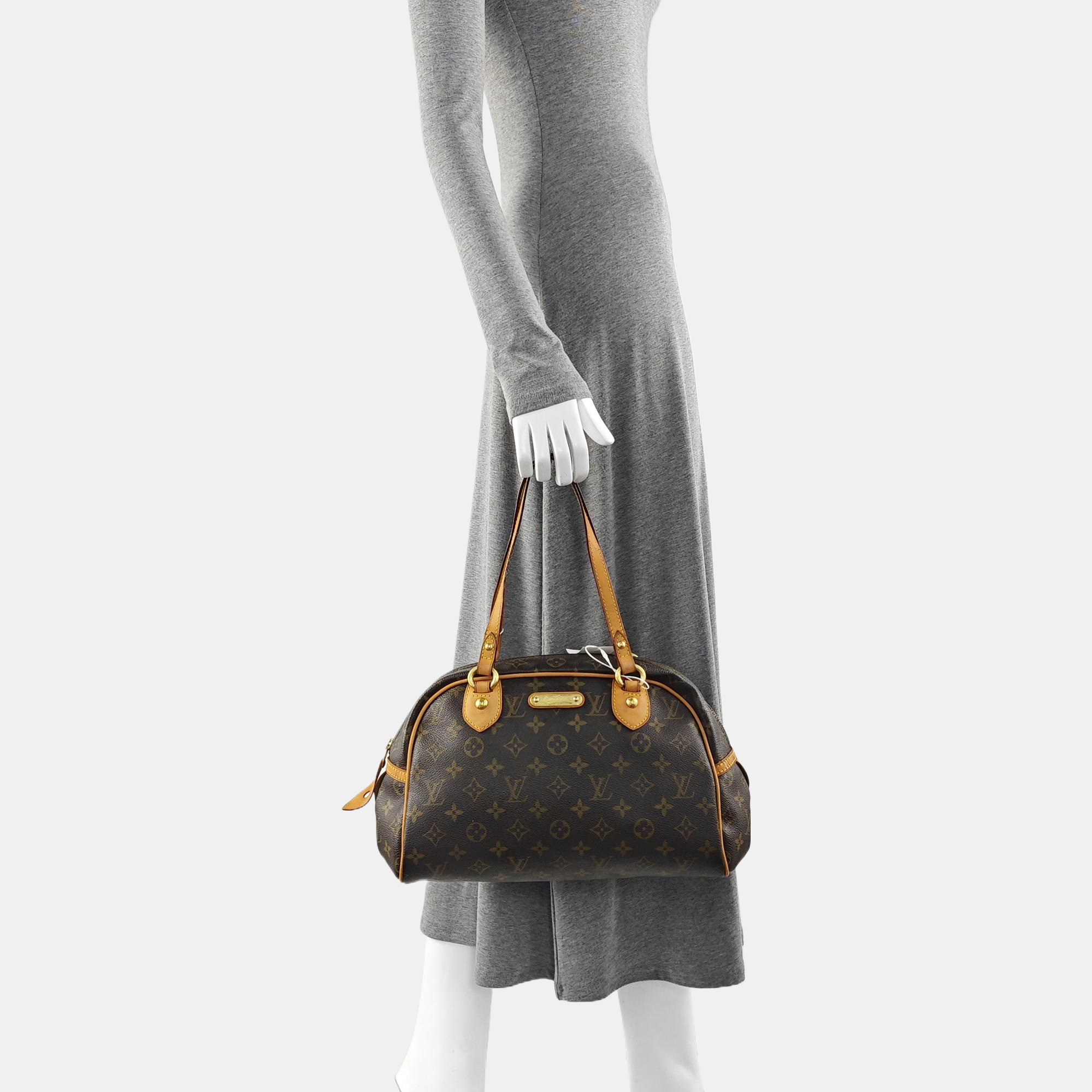 MONTORGUEI PM Monogram Coated Canvas Brown
