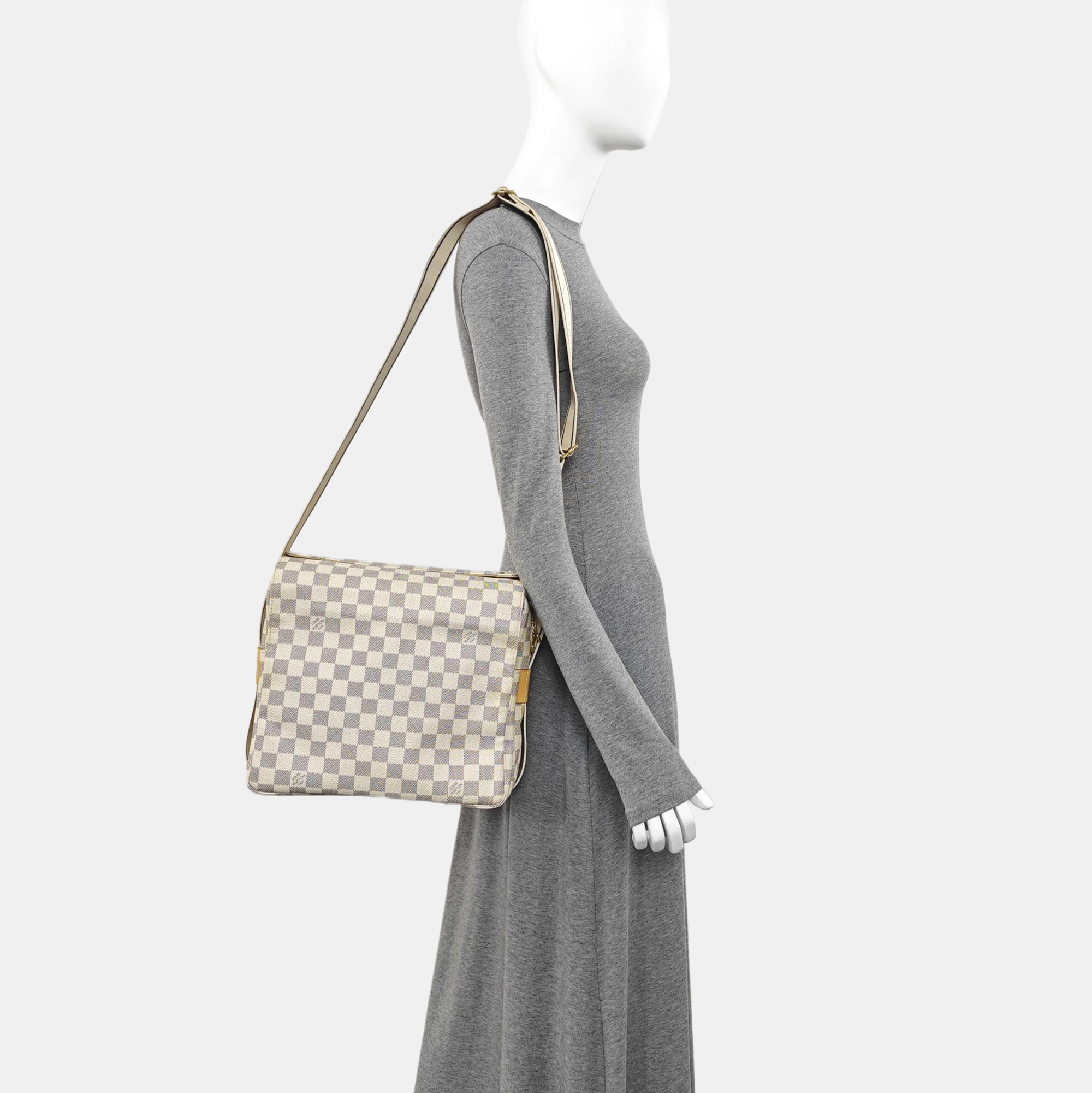 NAVIGLIO Damier Azur Coated Canvas White