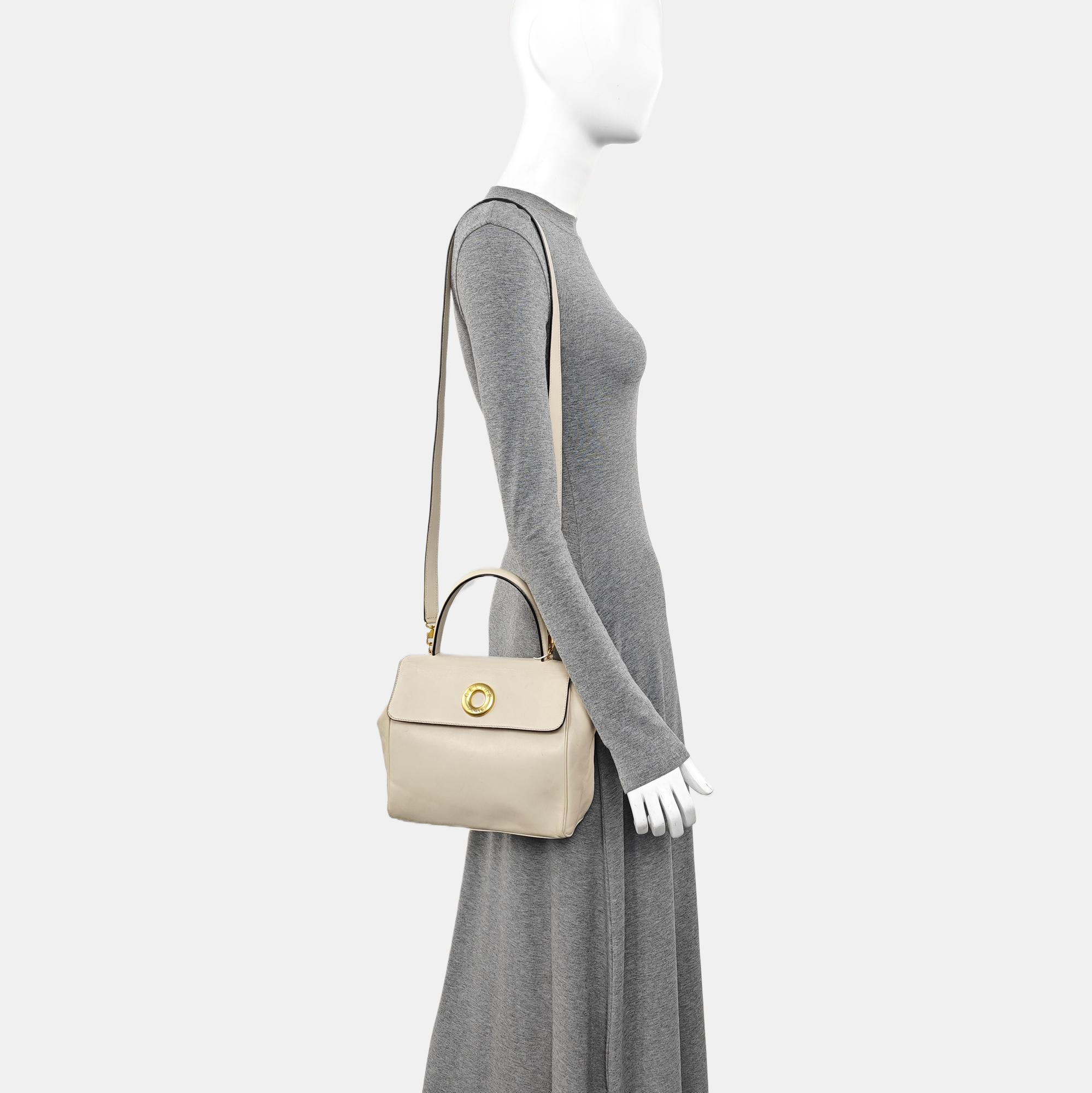 Calfskin Shoulder Bag Beige