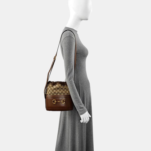 Authenticated pre-owned  Horsebit 1955 Small Monogram Calfskin Brown - Bucket Bag at Looply
