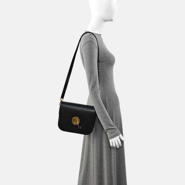Calfskin Shoulder Bag Medium Black