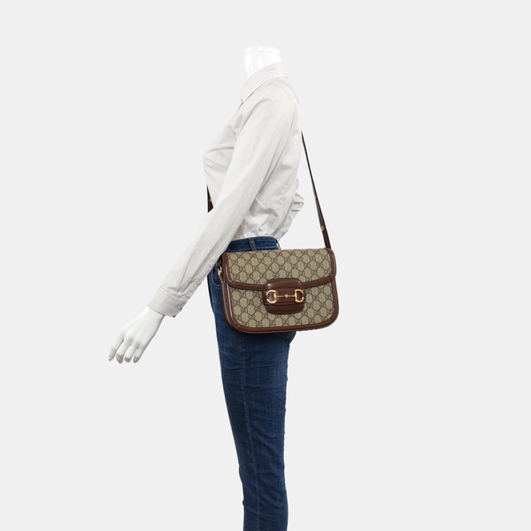 Horsebit 1955 Medium Monogram Coated Canvas Beige